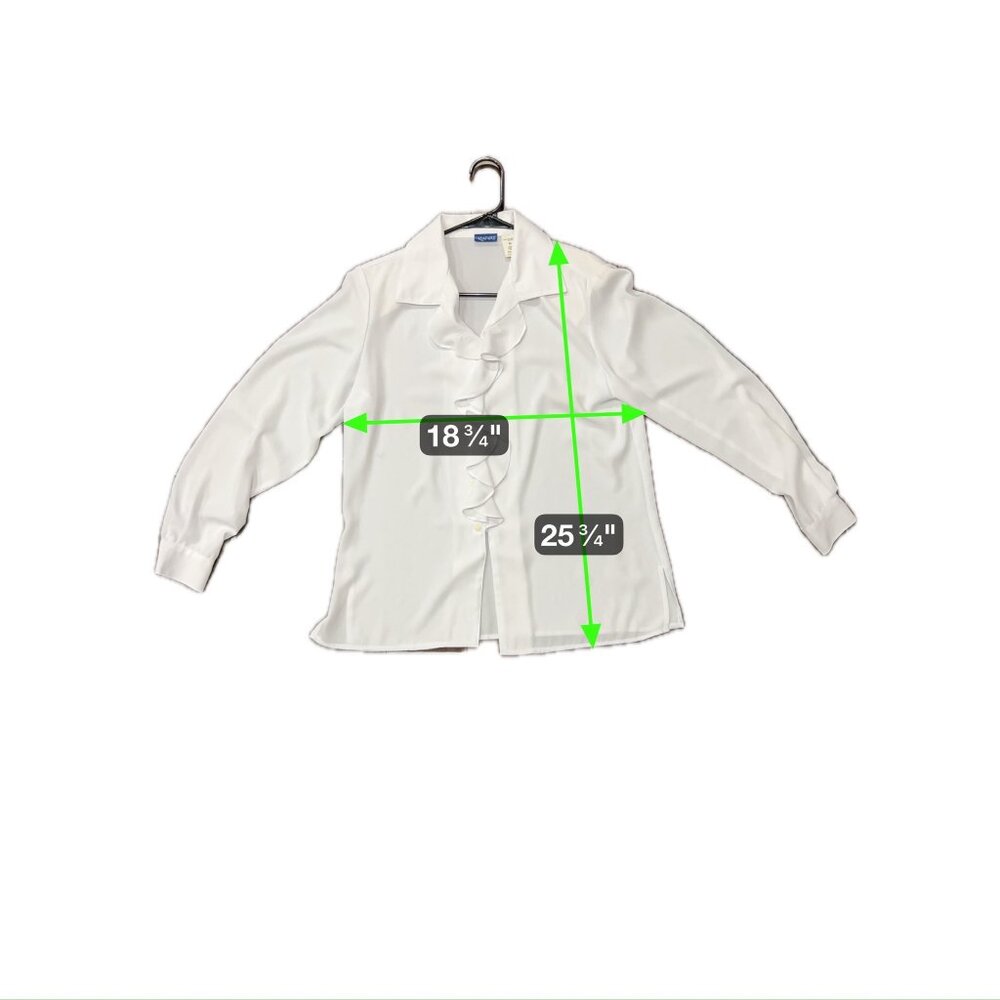 Anna White Ruffle Button-Down Blouse Long Sleeve … - image 8